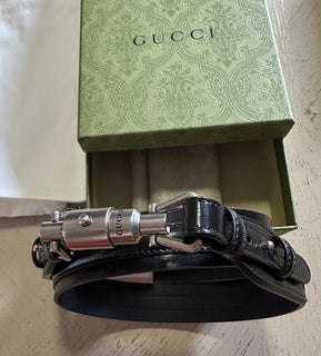 New $970 Gucci Mens Leather Boarded Duana Lux Belt Black 110/44 Italy