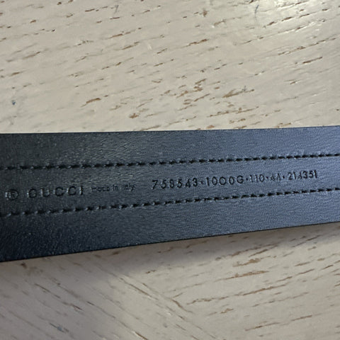 New $970 Gucci Mens Leather Boarded Duana Lux Belt Black 110/44 Italy