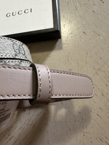Gucci Women Leather GG Thin Width Belt Beige/Brown 110/44 409417