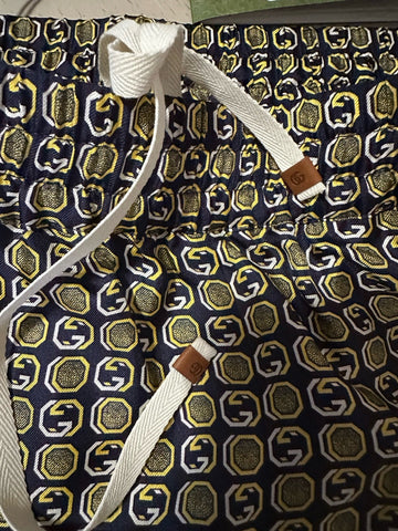 Gucci Men Drawstring Dress Pants Navy/Multi 32 US/48 Eu New $1650