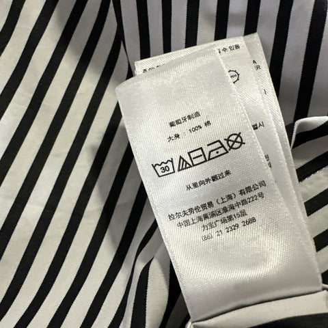 Ralph Lauren Purple Label Men Striped Cotton Long-Sleeve Shirt Black/White New