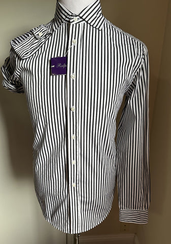 Ralph Lauren Purple Label Men Striped Cotton Long-Sleeve Shirt Black/White New