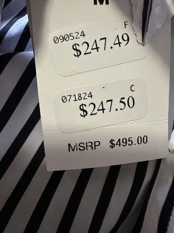 Ralph Lauren Purple Label Men Striped Cotton Long-Sleeve Shirt Black/White New