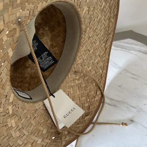 NWT $850 Cucci Men Fedora Straw Michele Treccia Hat Natural/Beige Size M Italy