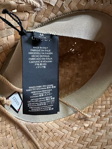 NWT $850 Cucci Men Fedora Straw Michele Treccia Hat Natural/Beige Size M Italy