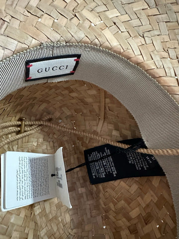 NWT $850 Cucci Men Fedora Straw Michele Treccia Hat Natural/Beige Size M Italy