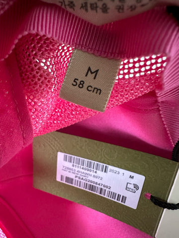 Gucci GG Logo Leather Baseball Cap hat Red/Pink Size M New 728853