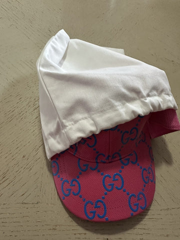 Gucci GG Logo Leather Baseball Cap hat Red/Pink Size M New 728853