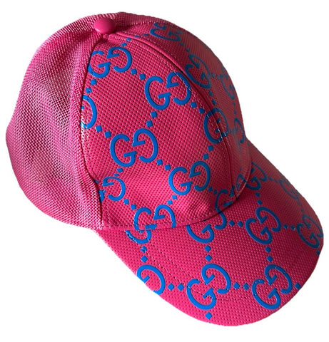 Gucci GG Logo Leather Baseball Cap hat Red/Pink Size M New 728853