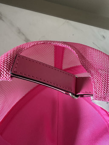 Gucci GG Logo Leather Baseball Cap hat Red/Pink Size M New 728853