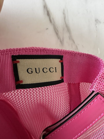 Gucci GG Logo Leather Baseball Cap hat Red/Pink Size M New 728853