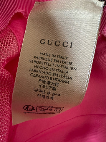 Gucci GG Logo Leather Baseball Cap hat Red/Pink Size M New 728853