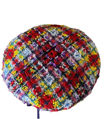 New $850 Gucci Women Checked Tweed Beret Hat Size Yellow/Red/Multi Size M 729140