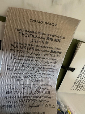 New $850 Gucci Women Checked Tweed Beret Hat Size Yellow/Red/Multi Size M 729140