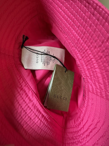 Gucci Women GG Logo Cloche Bucket Hat Pink Size S New 729470