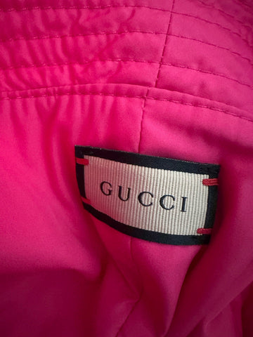 Gucci Women GG Logo Cloche Bucket Hat Pink Size S New 729470