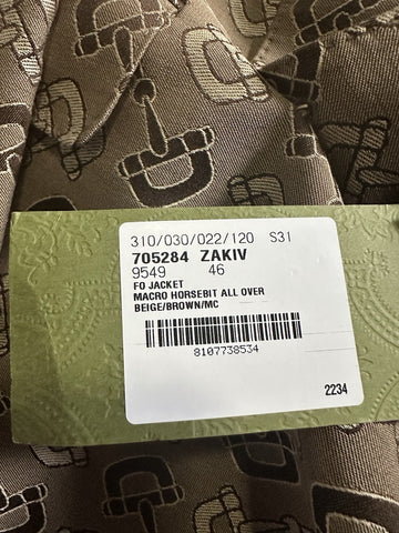 NWT $4800 Gucci Men MACRO HORSEBIT ALL OVER Jacket Blazer Beige/Brown 36 US/46 E