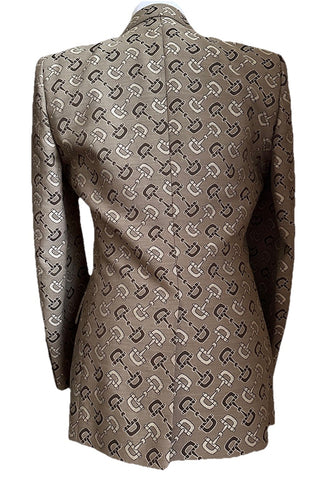 NWT $4800 Gucci Men MACRO HORSEBIT ALL OVER Jacket Blazer Beige/Brown 36 US/46 E