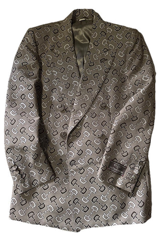 NWT $4800 Gucci Men MACRO HORSEBIT ALL OVER Jacket Blazer Beige/Brown 36 US/46 E