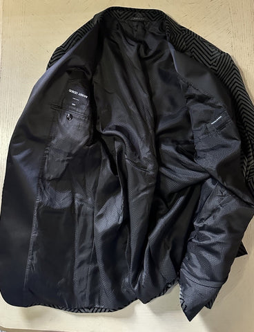 NWT $3395 Giorgio Armani Men Velvet Jacket Blazer Black/Gray 42 US/52 Eu Italy