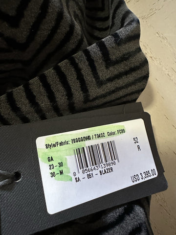 NWT $3395 Giorgio Armani Men Velvet Jacket Blazer Black/Gray 42 US/52 Eu Italy