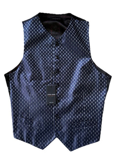 New $1695 Giorgio Armani Men Silk Gilet Vest Blue 40 US ( 50 Eu ) Italy