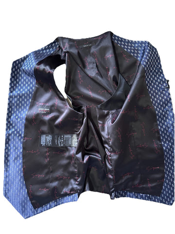 New $1695 Giorgio Armani Men Silk Gilet Vest Blue 40 US ( 50 Eu ) Italy