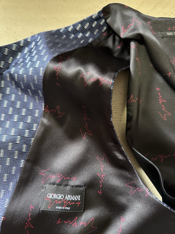 New $1695 Giorgio Armani Men Silk Gilet Vest Blue 40 US ( 50 Eu ) Italy