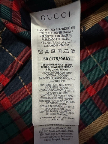 Gucci Men’s GG print Button Down Shirt Blue/Red/Multi 50 Eu/L New $1200