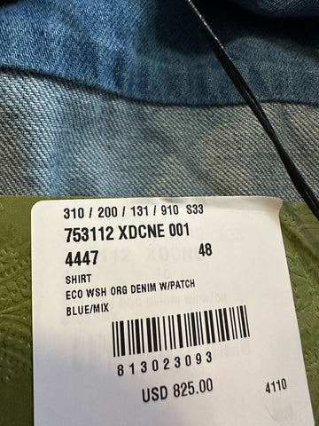 Gucci Men Eco WSH Org Denim Button Down Shirt Blue 48 Eu/M New $1650