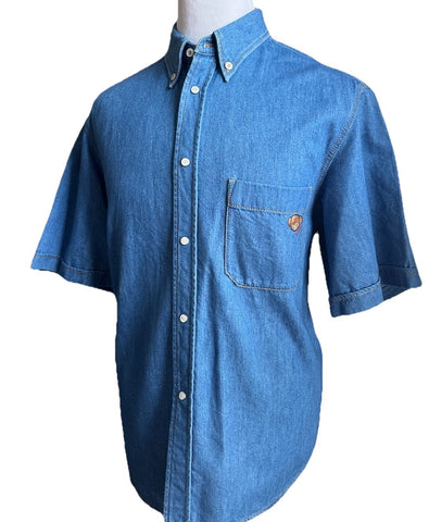Gucci Men Eco WSH Org Denim Button Down Shirt Blue 48 Eu/M New $1650