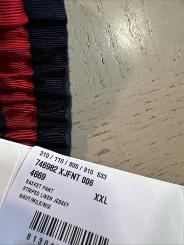 Gucci Mens Drawstring Linen Resort Executive Short Pants Navy/Milk XXL New $1250