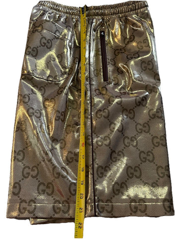 Gucci Mens Drawstring GG Print Short Pants Camel M New $1850