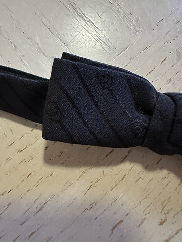 New Gucci Silk GG Print Skinny Bow Tie Black Made in Italy