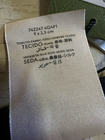 New Gucci Silk GG Print Skinny Bow Tie Black Made in Italy