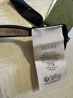 New Gucci Silk Skinny Bow Tie Navy Made in Italy