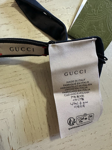 New Gucci Silk Skinny Bow Tie Navy Made in Italy