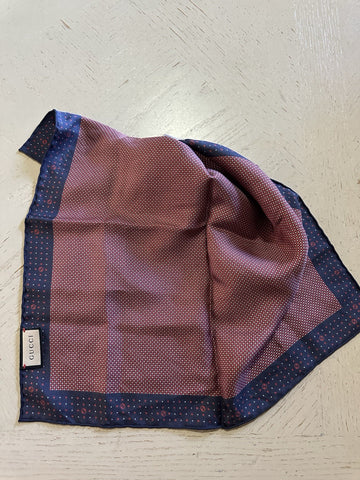 Gucci Silk GG Monogram Pocket Square Blue/Burgundy One Size