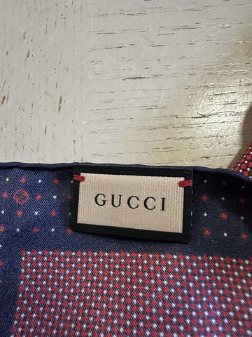 Gucci Silk GG Monogram Pocket Square Blue/Burgundy One Size