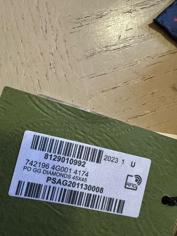 Gucci Silk GG Monogram Pocket Square Blue/Burgundy One Size