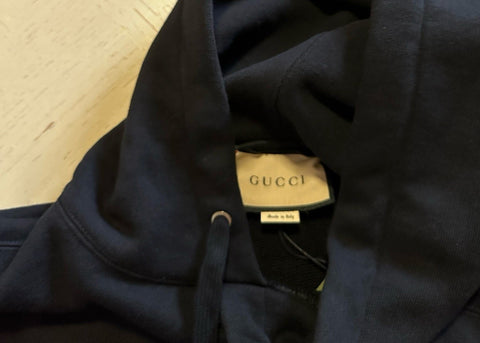 Gucci Men ORIGINAL LOGO PRINTED Hoodie Pullover Sweater Black Size S New $1350