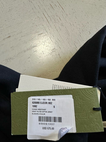 Gucci Men ORIGINAL LOGO PRINTED Hoodie Pullover Sweater Black Size S New $1350