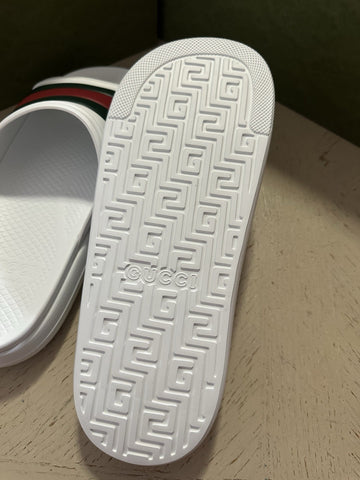 NIB Gucci Mens Rubber Sandal Shoes White/Red/Green 12 US/11 UK 780286