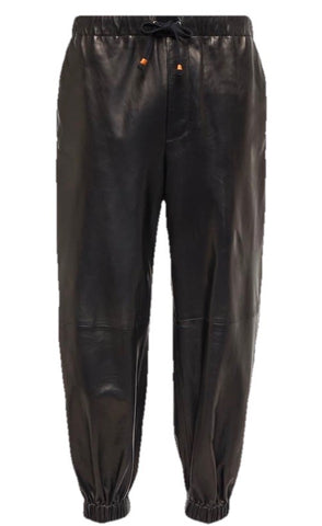 New $4700 Gucci Men Leather Jogging Pants Black Size 50 Eu/34 US 738235