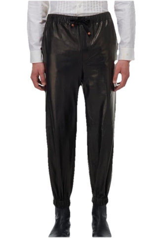New $4700 Gucci Men Leather Jogging Pants Black Size 50 Eu/34 US 738235
