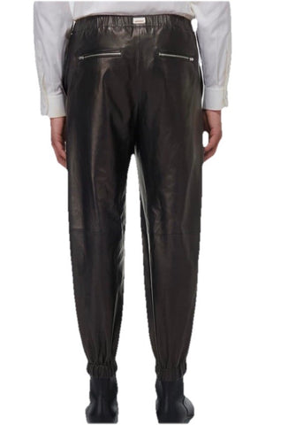 New $4700 Gucci Men Leather Jogging Pants Black Size 50 Eu/34 US 738235