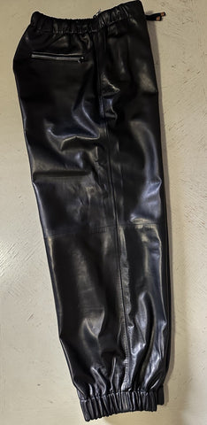 New $4700 Gucci Men Leather Jogging Pants Black Size 50 Eu/34 US 738235