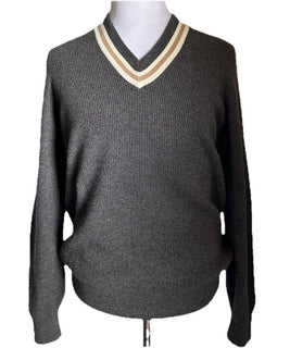 New $3995 Brunello Cucinelli Men V-Neck Cashmere Sweater DK Gray 50 Eu ( L )
