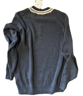 New $3995 Brunello Cucinelli Men V-Neck Cashmere Sweater DK Gray 50 Eu ( L )
