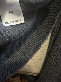 New $3995 Brunello Cucinelli Men V-Neck Cashmere Sweater DK Gray 50 Eu ( L )
